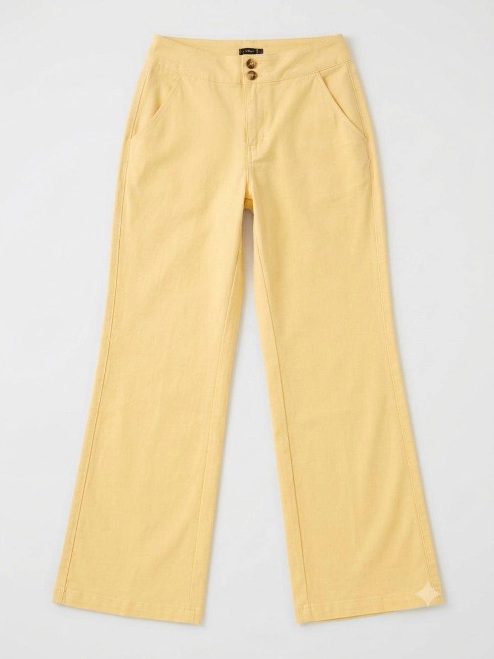 NWT Flamingo Made For Curves Yellow Linen Blend Wide Leg Pants Sz M Office Boho